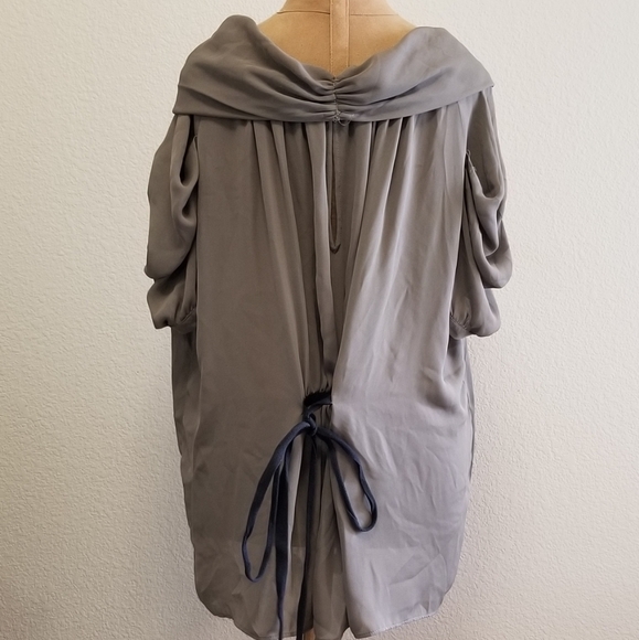 ZARA Cowl Neck Top w/ Ruched Puff Sleeves - Picture 3 of 4